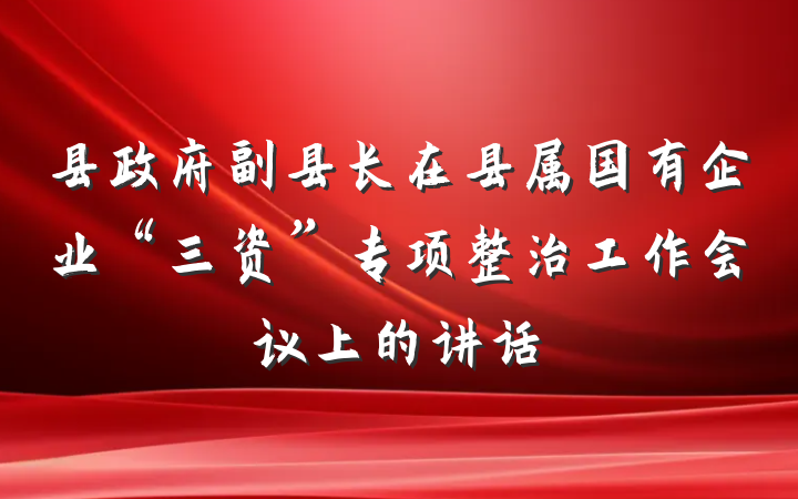 县政府副县长在县属国有企业“三资”专项整治工作会议上的讲话
