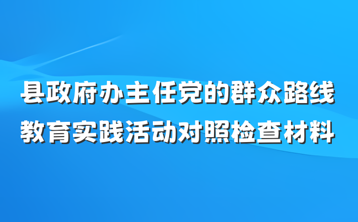 县政府办主任党的群众路线教育实践活动对照检查材料