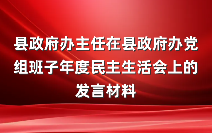 县政府办主任在县政府办党组班子年度民主生活会上的发言材料