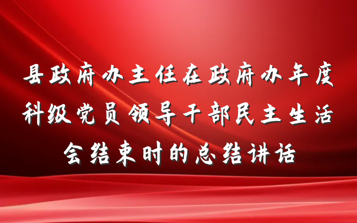 县政府办主任在政府办年度科级党员领导干部民主生活会结束时的总结讲话