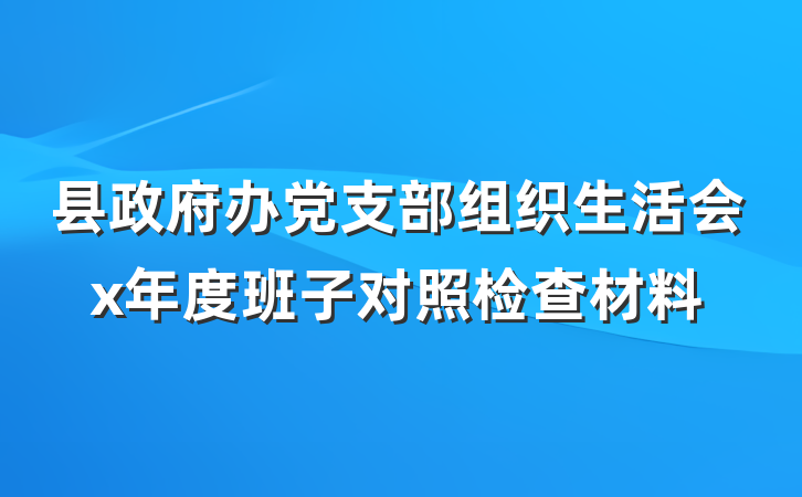 县政府办党支部组织生活会x年度班子对照检查材料