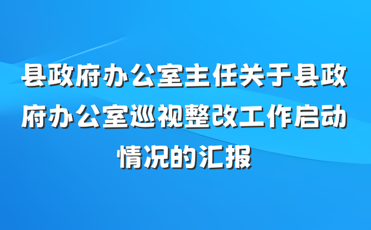 县政府办公室主任关于县政府办公室巡视整改工作启动情况的汇报