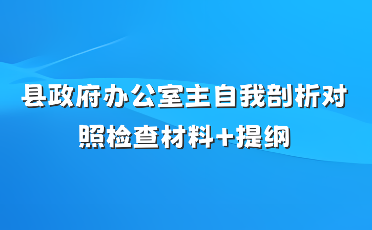 县政府办公室主自我剖析对照检查材料 提纲