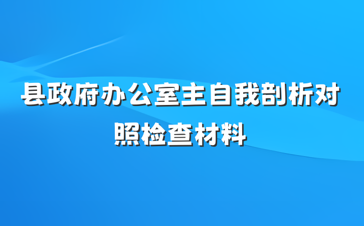县政府办公室主自我剖析对照检查材料
