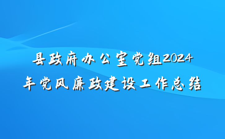 县政府办公室党组2024年党风廉政建设工作总结