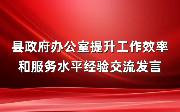 县政府办公室提升工作效率和服务水平经验交流发言