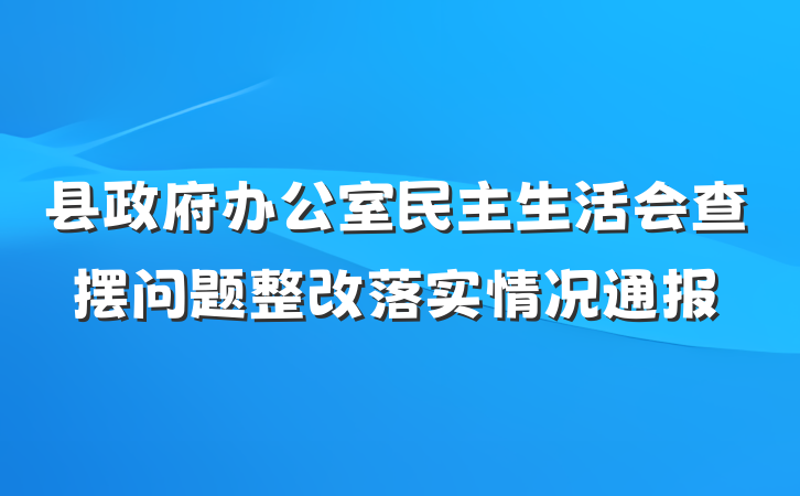 县政府办公室民主生活会查摆问题整改落实情况通报