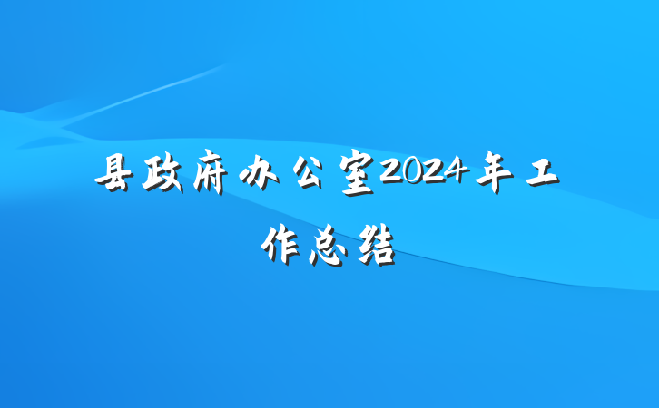 县政府办公室2024年工作总结