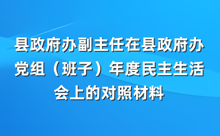 县政府办副主任在县政府办党组（班子）年度民主生活会上的对照材料