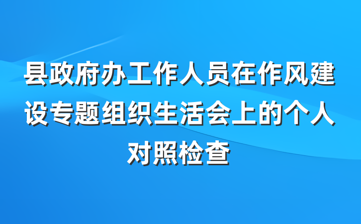 县政府办工作人员在作风建设专题组织生活会上的个人对照检查
