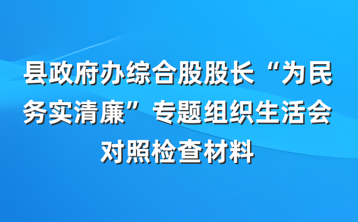 县政府办综合股股长“为民务实清廉”专题组织生活会对照检查材料