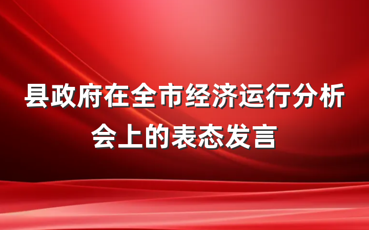 县政府在全市经济运行分析会上的表态发言