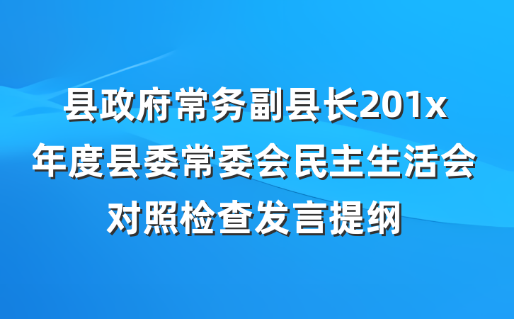 县政府常务副县长201x年度县委常委会民主生活会对照检查发言提纲