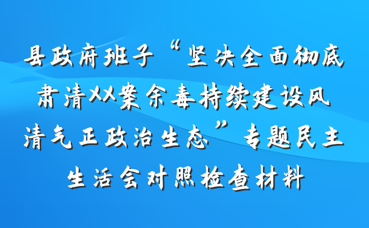 县政府班子“坚决全面彻底肃清XX案余毒持续建设风清气正政治生态”专题民主生活会对照检查材料