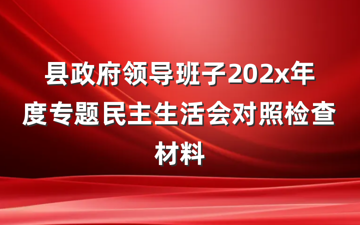 县政府领导班子202x年度专题民主生活会对照检查材料