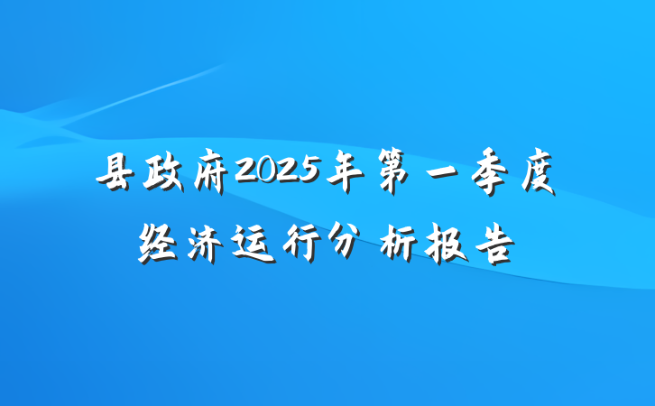 县政府2025年第一季度经济运行分析报告