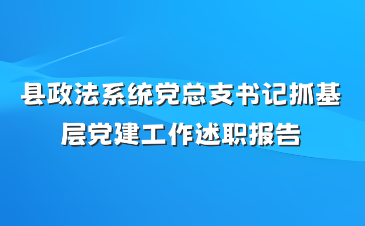 县政法系统党总支书记抓基层党建工作述职报告