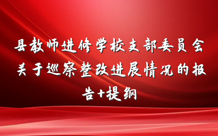 县教师进修学校支部委员会关于巡察整改进展情况的报告 提纲