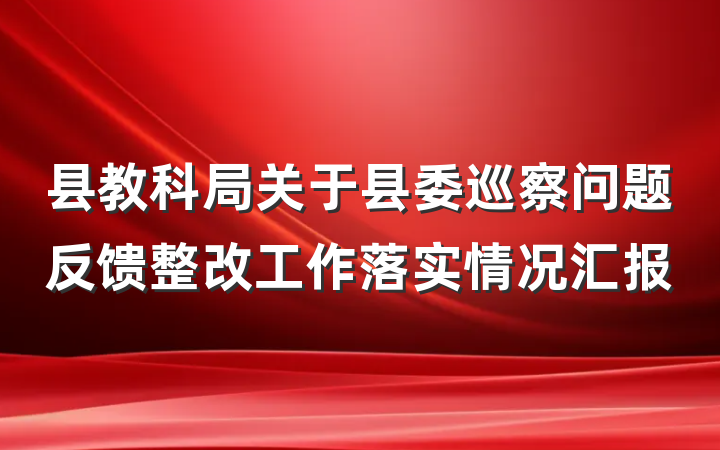 县教科局关于县委巡察问题反馈整改工作落实情况汇报
