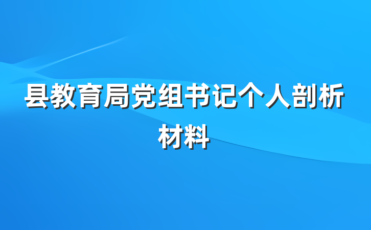县教育局党组书记个人剖析材料