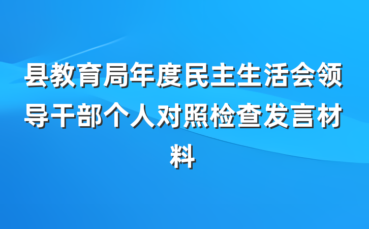 县教育局年度民主生活会领导干部个人对照检查发言材料
