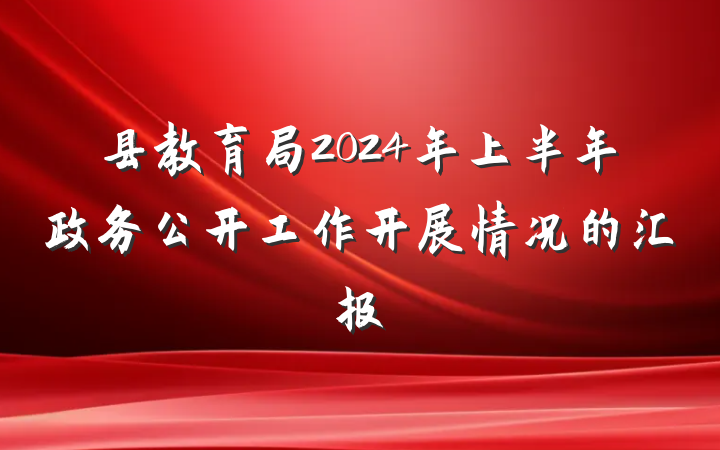县教育局2024年上半年政务公开工作开展情况的汇报