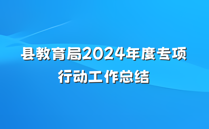 县教育局2024年度专项行动工作总结