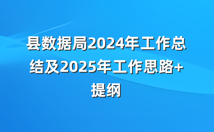 县数据局2024年工作总结及2025年工作思路 提纲