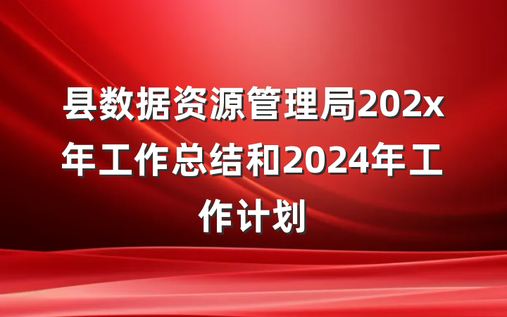 县数据资源管理局202x年工作总结和2024年工作计划