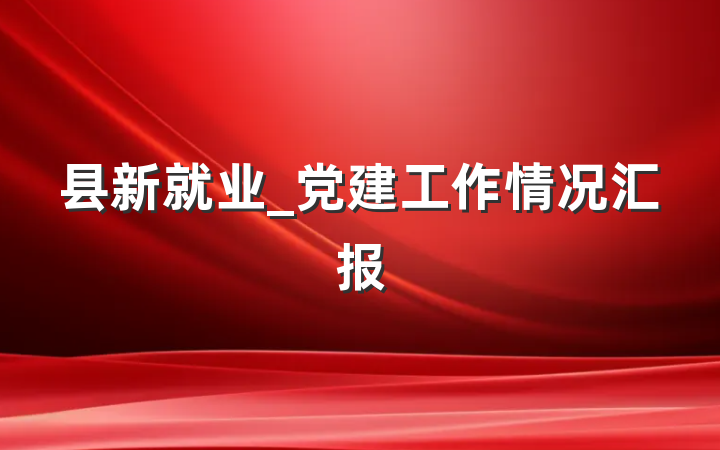 县新就业_党建工作情况汇报