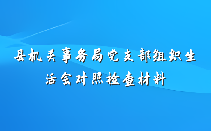 县机关事务局党支部组织生活会对照检查材料