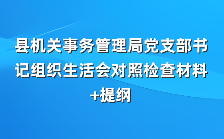 县机关事务管理局党支部书记组织生活会对照检查材料 提纲