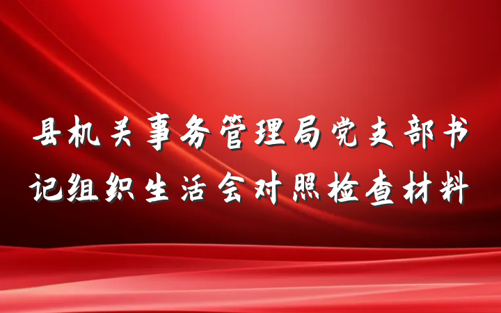 县机关事务管理局党支部书记组织生活会对照检查材料