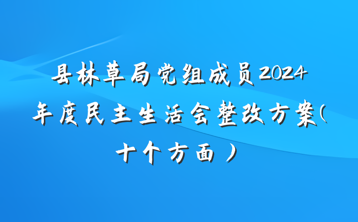 县林草局党组成员2024年度民主生活会整改方案(十个方面）