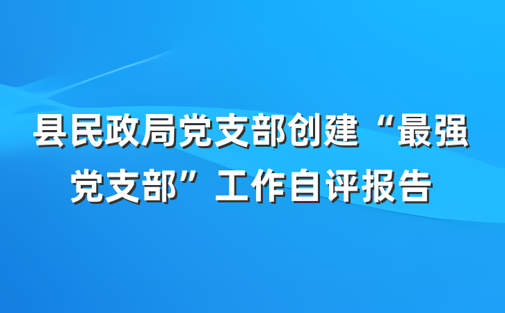 县民政局党支部创建“最强党支部”工作自评报告