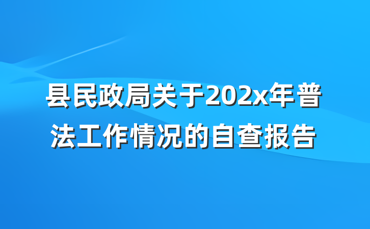 县民政局关于202x年普法工作情况的自查报告