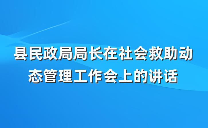县民政局局长在社会救助动态管理工作会上的讲话