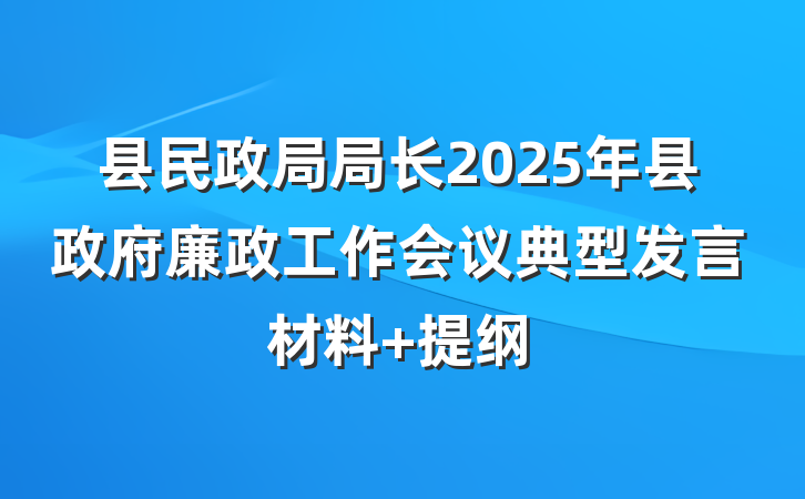 县民政局局长2025年县政府廉政工作会议典型发言材料 提纲