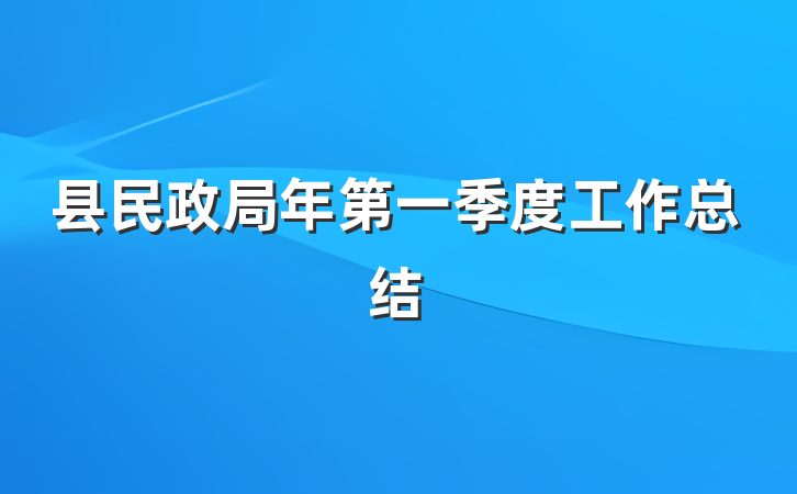 县民政局年第一季度工作总结