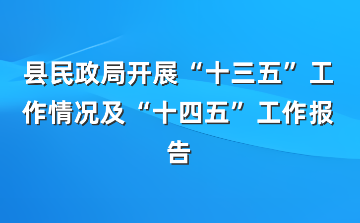 县民政局开展“十三五”工作情况及“十四五”工作报告