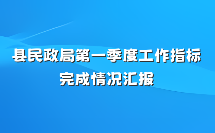 县民政局第一季度工作指标完成情况汇报