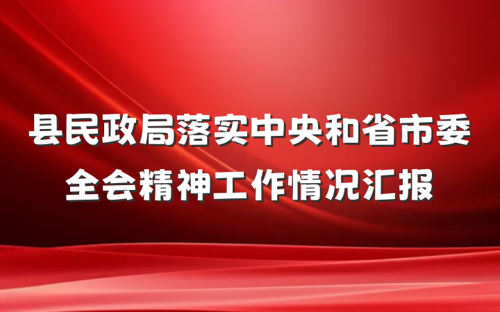 县民政局落实中央和省市委全会精神工作情况汇报