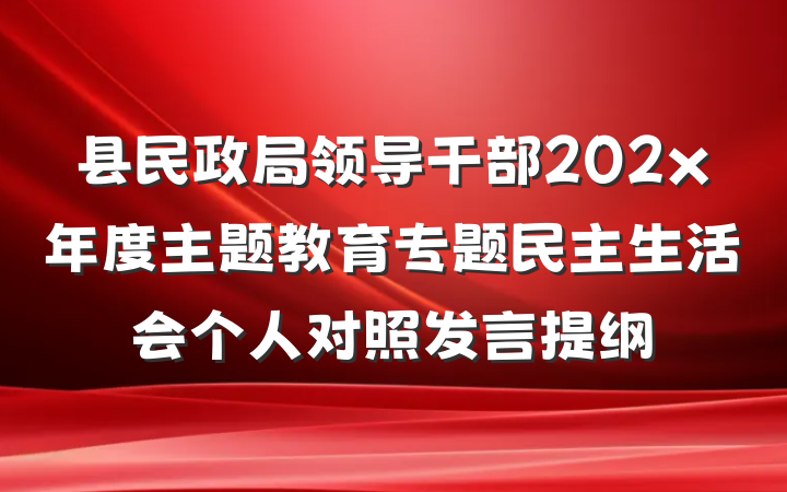 县民政局领导干部202x年度主题教育专题民主生活会个人对照发言提纲