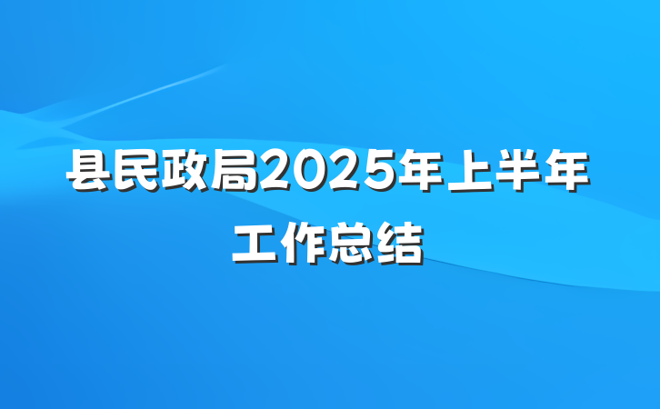 县民政局2025年上半年工作总结
