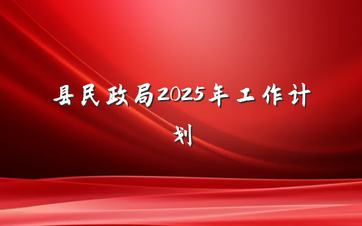 县民政局2025年工作计划