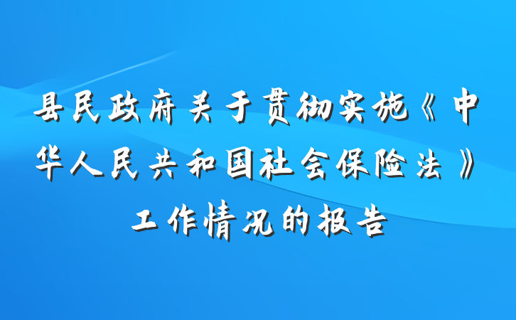 县民政府关于贯彻实施《中华人民共和国社会保险法》工作情况的报告