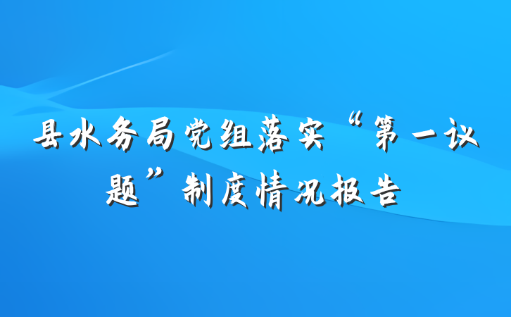 县水务局党组落实“第一议题”制度情况报告