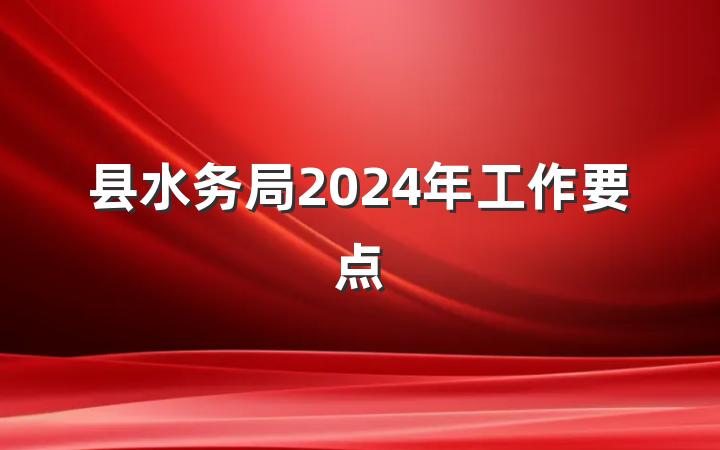 县水务局2024年工作要点