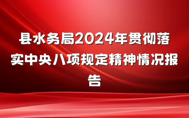 县水务局2024年贯彻落实中央八项规定精神情况报告