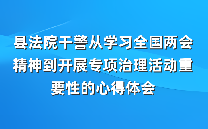 县法院干警从学习全国两会精神到开展专项治理活动重要性的心得体会